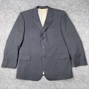 VTG Montefino Blazer Mens 40S Gray Pin Striped Super 120s Merino Wool Sport Coat